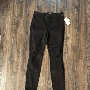 Old Navy Black Distressed Skinny Jeans